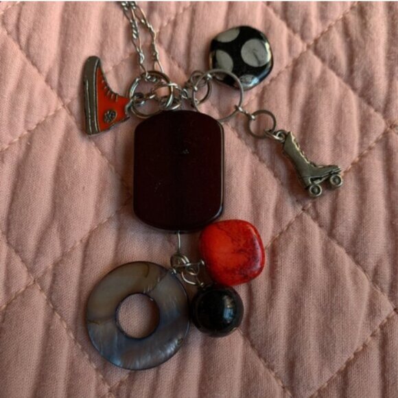 OPERA long Elegant Silver Pendant Necklace - converse skates charms - Picture 6 of 7